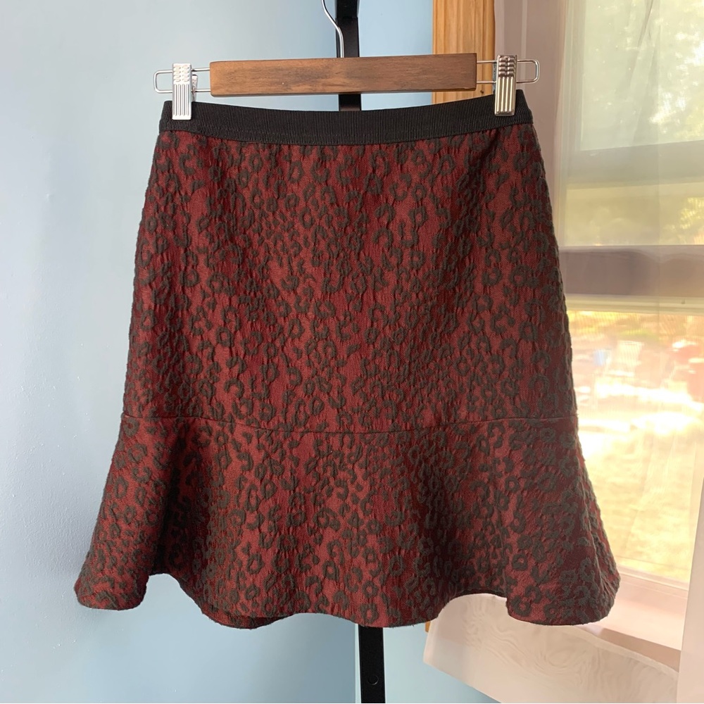 Ann Taylor Burgundy and Black Brocade Trumpet Skirt - Picture 4 of 8